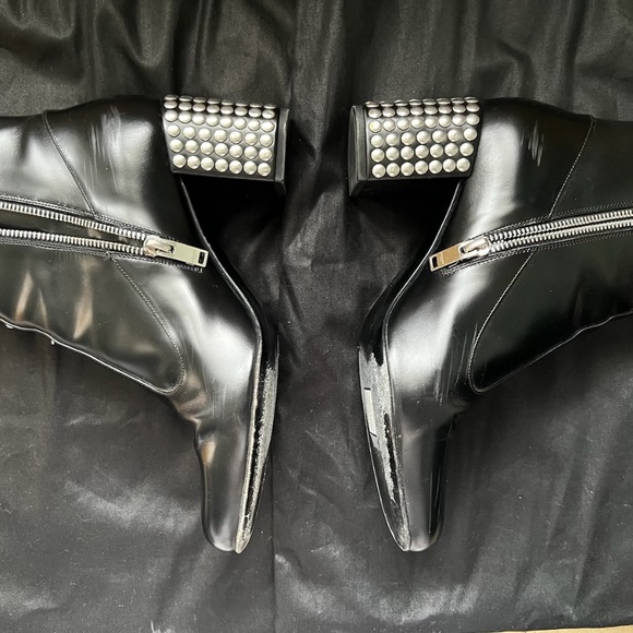 Saint Laurent Leather Studded Accent Boots - Picture 2 of 4
